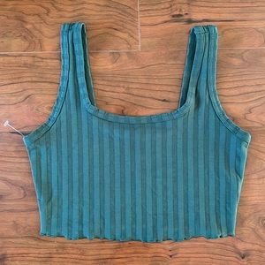 NWOT Aerie Offline Green Ribbed Lettuce Trim Cropped Tank Top Shirt